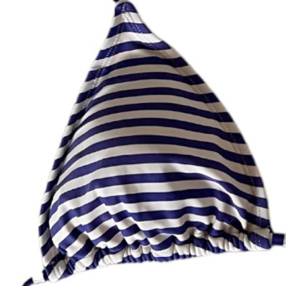 *SALE* Blue and White Striped Triangle Bikini Top - Picture 3 of 3